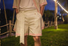 Embroidered Linen Shorts (Off-White)