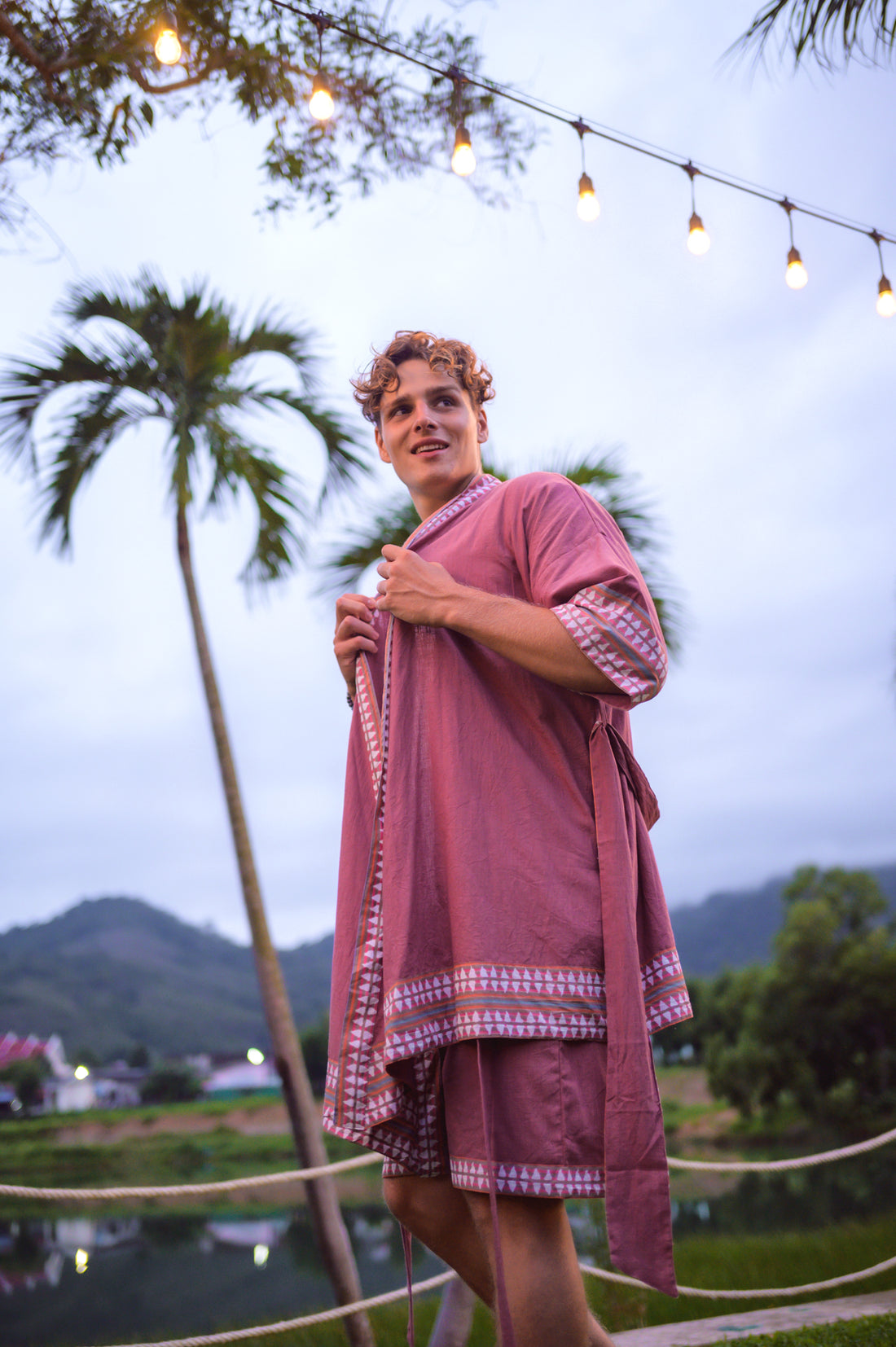 Linen Robe Kimono (Pink)