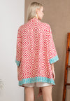 Short Woodblock Kimono ( Red )