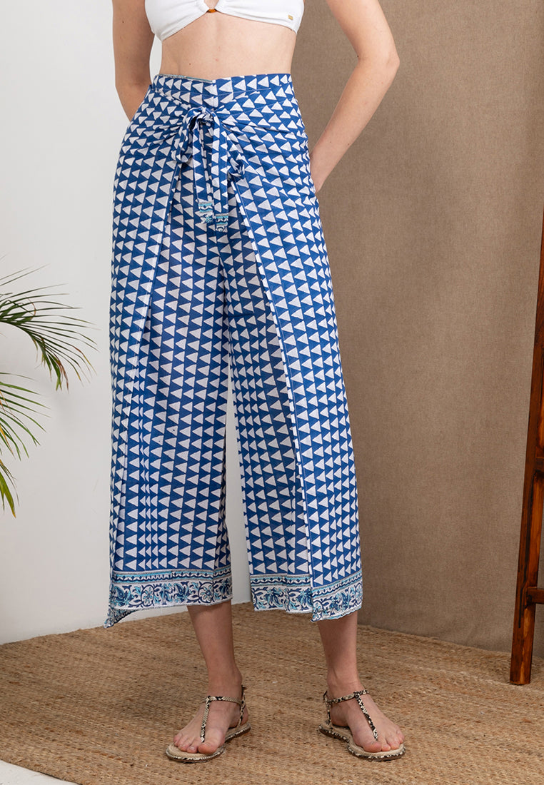 Wood Block Pareo Pants (Royal Blue)