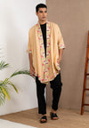 Embroidered Linen Kimono Beige