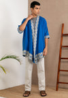 Embroidered Linen Kimono Blue