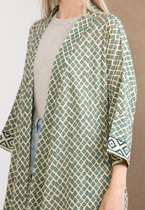 Short Wood Block Kimono (Blue)