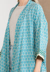 Short Wood Block Kimono (Cerulean)