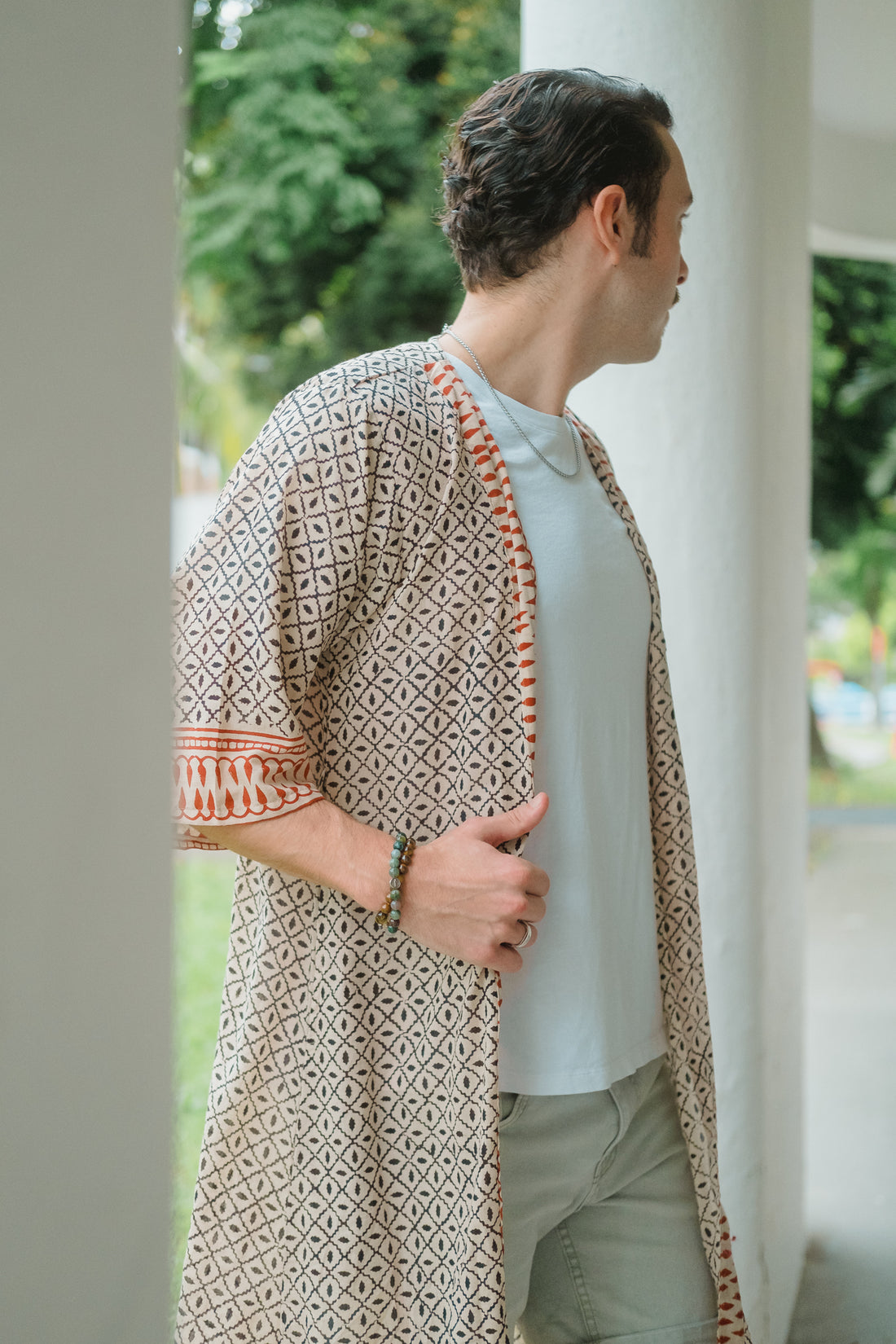 Long Woodblock Kimono