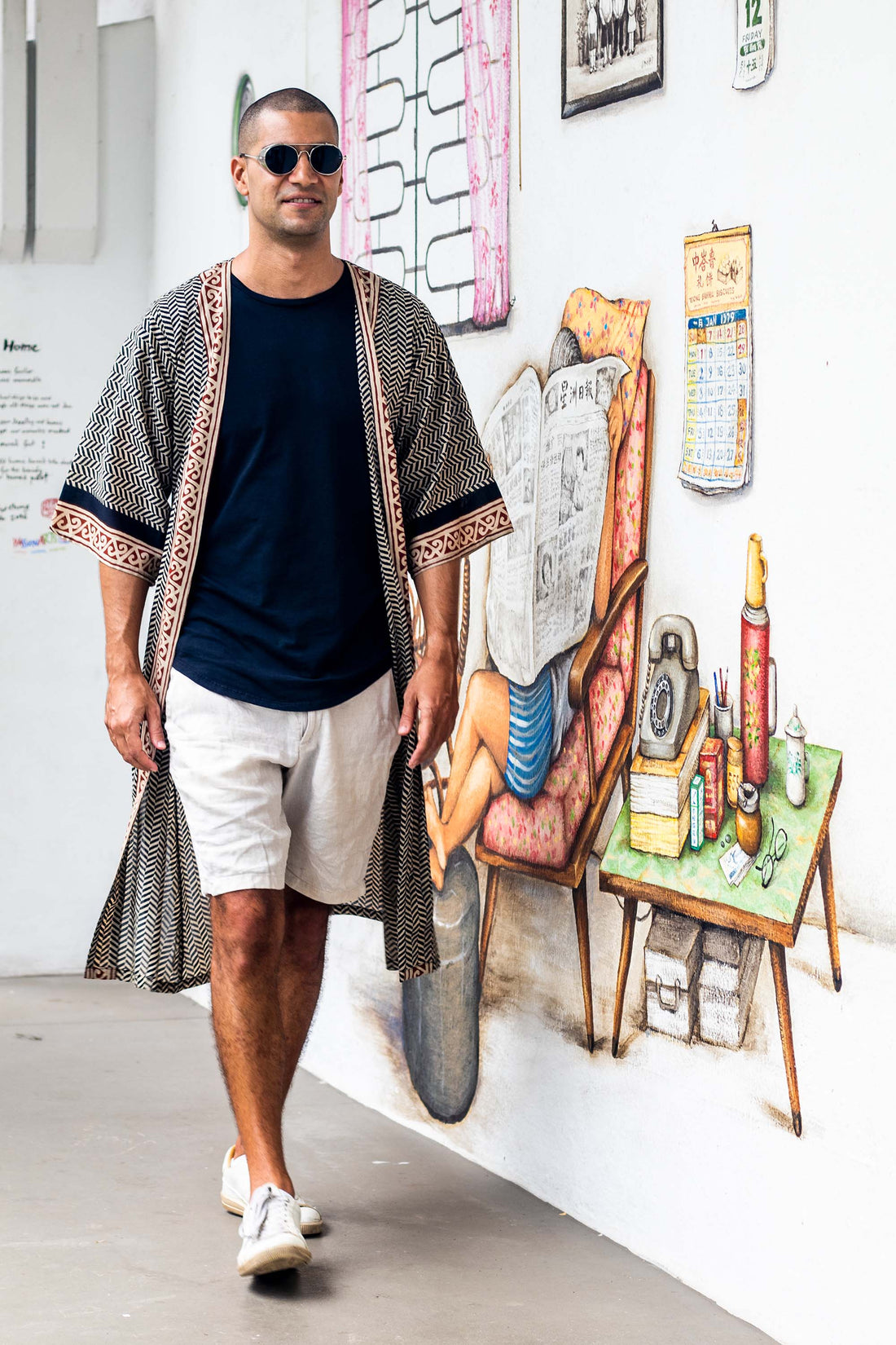 Long Woodblock Kimono